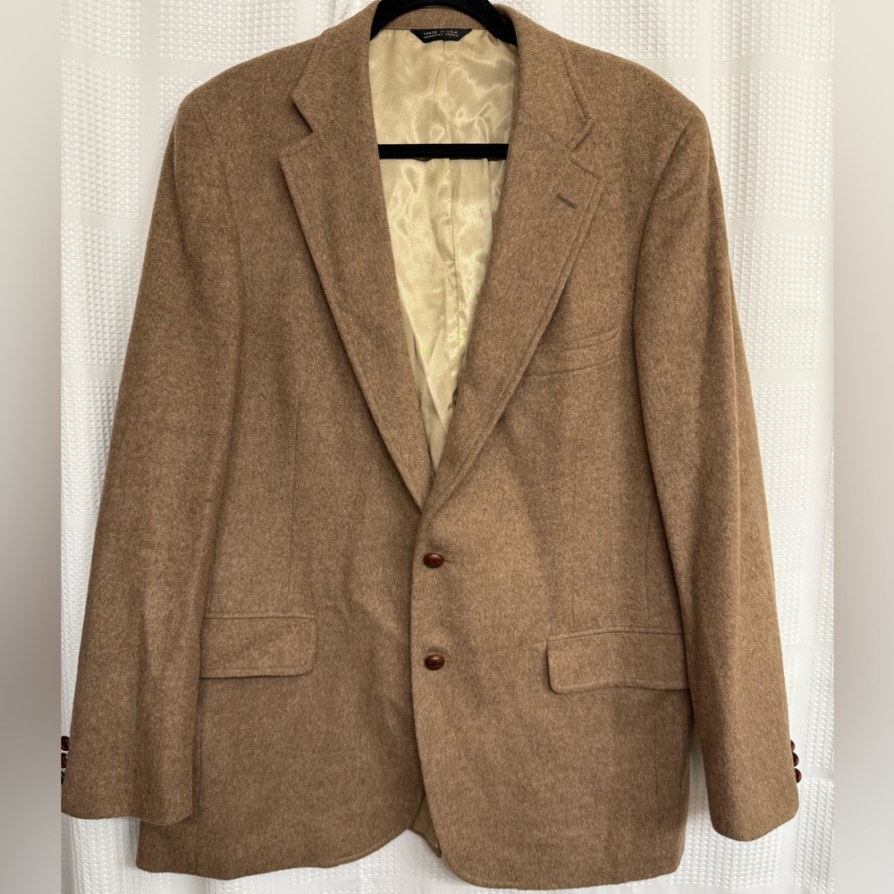 Vintage Chaps by Ralph Lauren Camel Hair Blazer W/ leather buttons approx size L - Picture 9 of 17